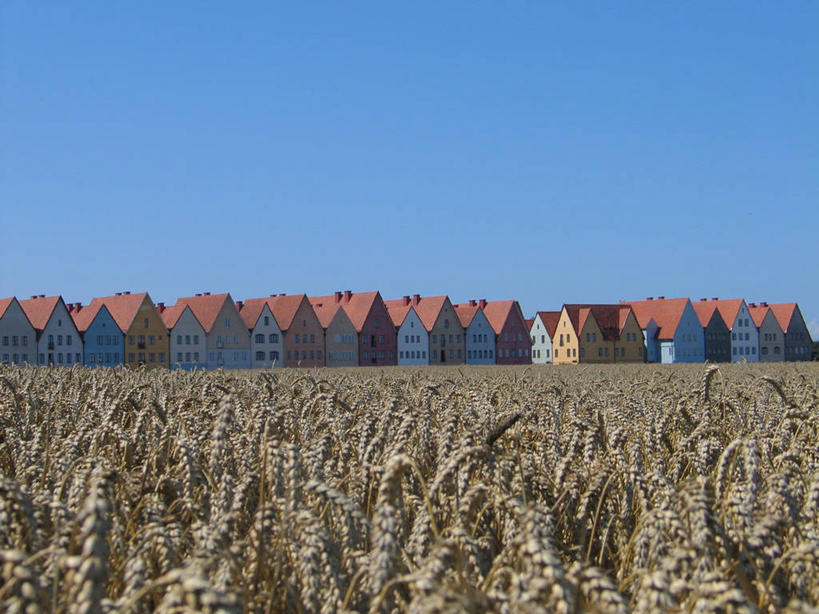 无人,横图,室外,白天,重复,农业,小麦,美景,建筑,瑞典,房屋,景观,田地,自然,景色,摄影,自然风光,万里无云,一致,完美,彩图