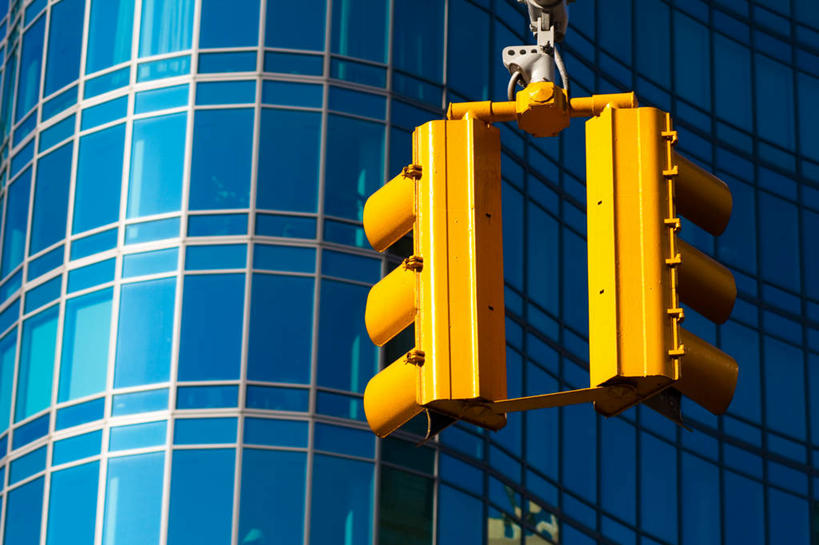 无人,横图,室外,白天,建筑,纽约,弯曲,红绿灯,黄色,摄影,彩图