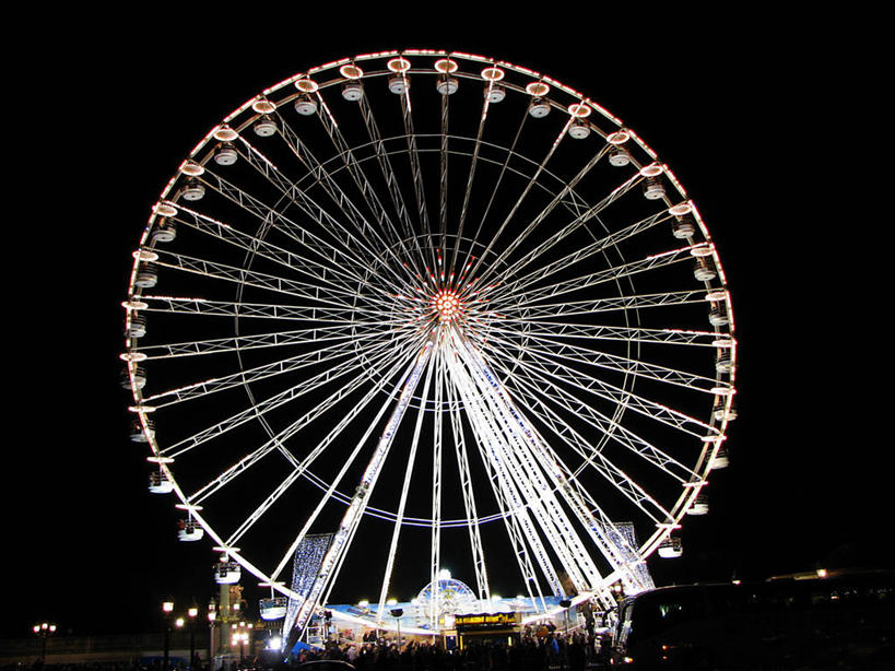 无人,横图,室外,夜晚,城市,法国,巴黎,圆形,首都,乐趣,摄影,照亮,享乐,法国文化,大转轮,彩图