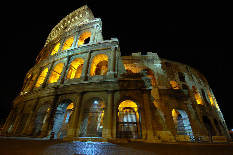 无人,横图,室外,夜晚,仰视,建筑,意大利,拱门,首都,古罗马,废墟,摄影,照亮,意大利文化,罗马斗兽场,彩图,低角度拍摄