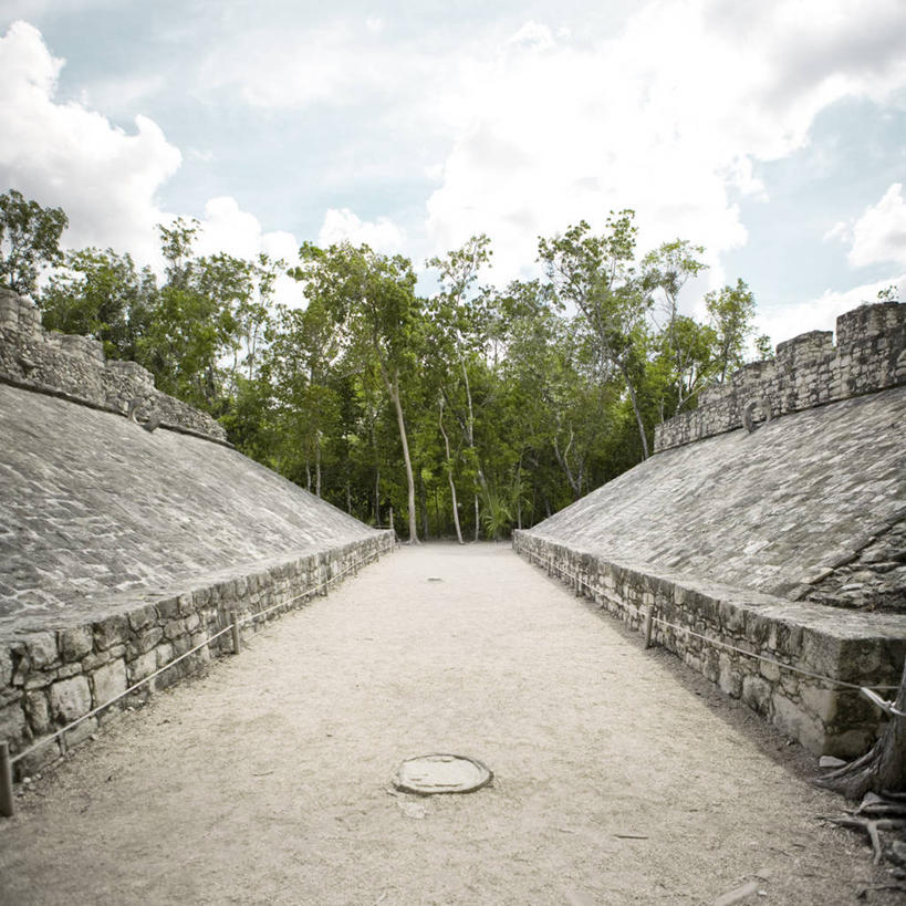 无人,方图,室外,白天,森林,建筑,球场,混凝土,树,摄影,拉丁美洲,透视图,玛雅文明,落叶树,彩图,过去