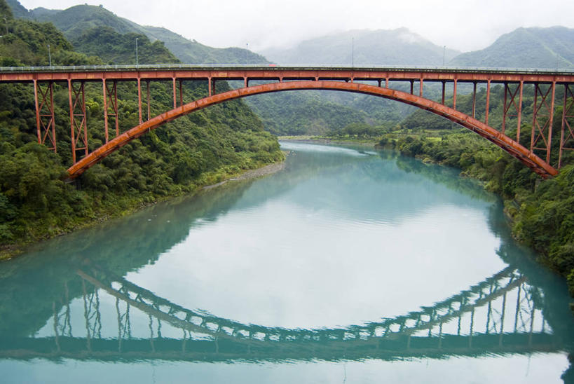 无人,横图,室外,白天,河流,美景,山脉,反射,地形,景观,联系,拱桥,风景,自然,景色,摄影,灌木,宁静,自然风光,桃园县,彩图