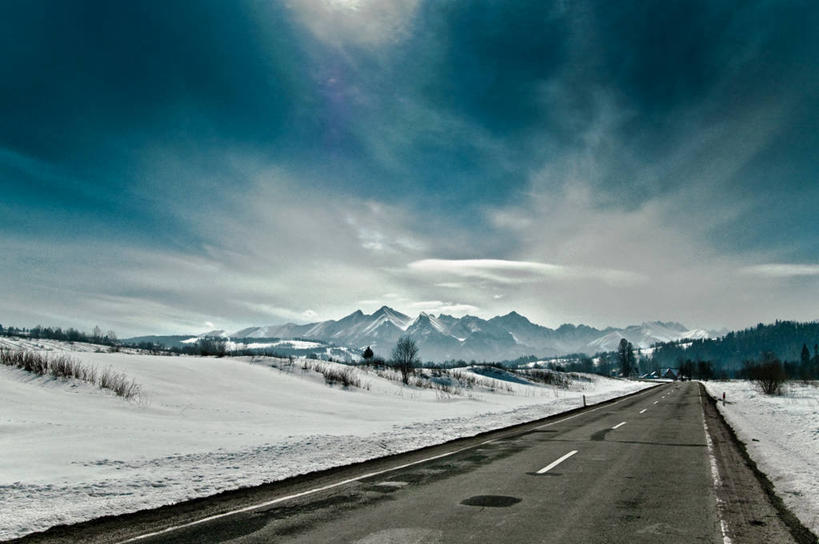 无人,横图,室外,白天,美景,山脉,欧洲,波兰,地形,景观,自然,景色,运输,摄影,宁静,自然风光,中欧,波兰共和国,卷云,喀尔巴阡山,彩图,单行道,塔特拉山脉