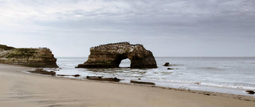 无人,横图,全景,室外,白天,海洋,美景,多云,沙子,景观,水平线,风景,自然,景色,摄影,宁静,岩层,自然风光,圣克鲁斯,海滩,岩石,彩图