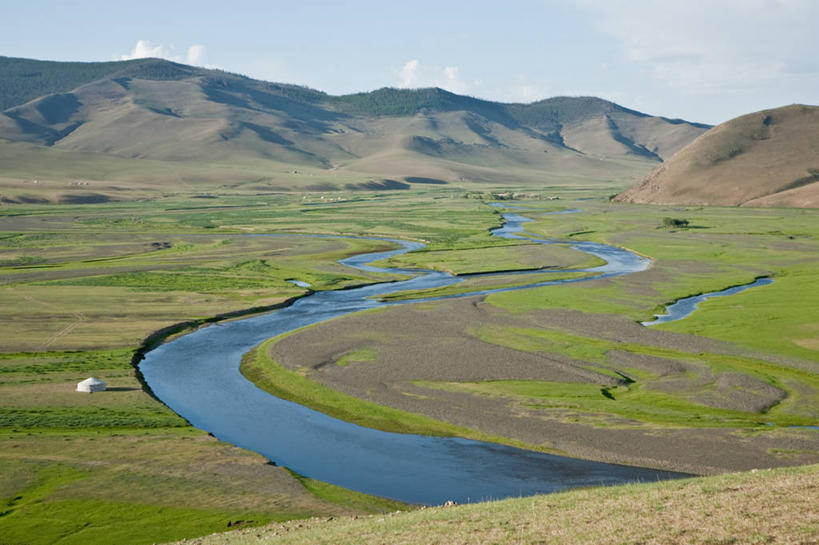 无人,横图,俯视,室外,白天,河流,美景,亚洲,弯曲,地形,景观,风景,自然,景色,摄影,宁静,自然风光,蒙古包,喀喇昆仑山,彩图,高角度拍摄,九曲十八弯