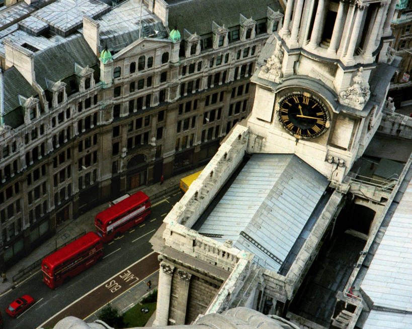 无人,横图,俯视,室外,白天,建筑,街道,屋顶,首都,双层巴士,地标建筑,运输,摄影,钟面,英国文化,彩图,高角度拍摄