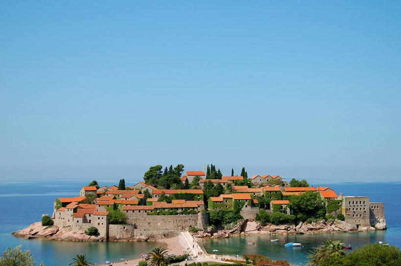 无人,横图,室外,白天,建筑,岛,水平线,树,风景,摄影,住房,万里无云,亚得里亚海,彩图