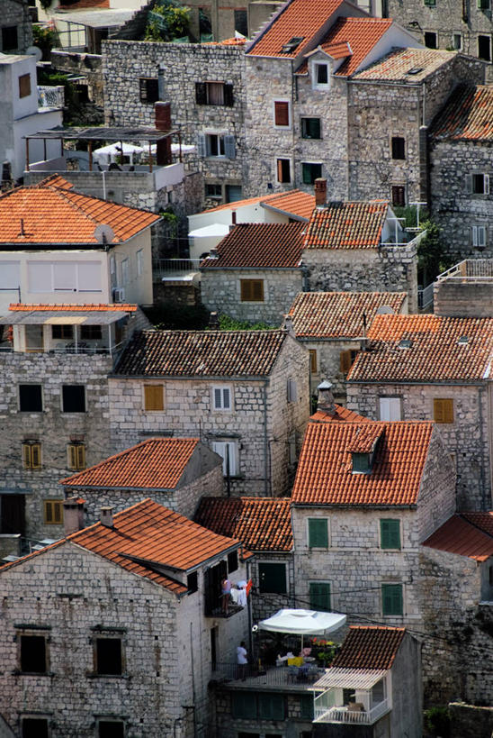 竖图,俯视,室外,白天,建筑,克罗地亚,城镇,古城,摄影,彩图,高角度拍摄,赫瓦尔