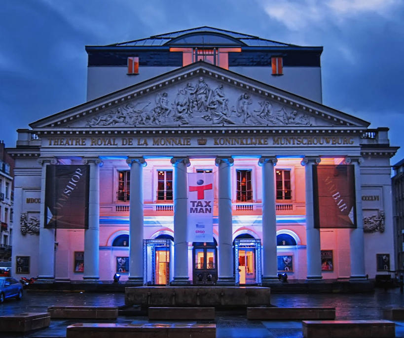 无人,横图,室外,多云,建筑,剧院,比利时,标语,首都,黄昏,摄影,照亮,布鲁塞尔,彩图