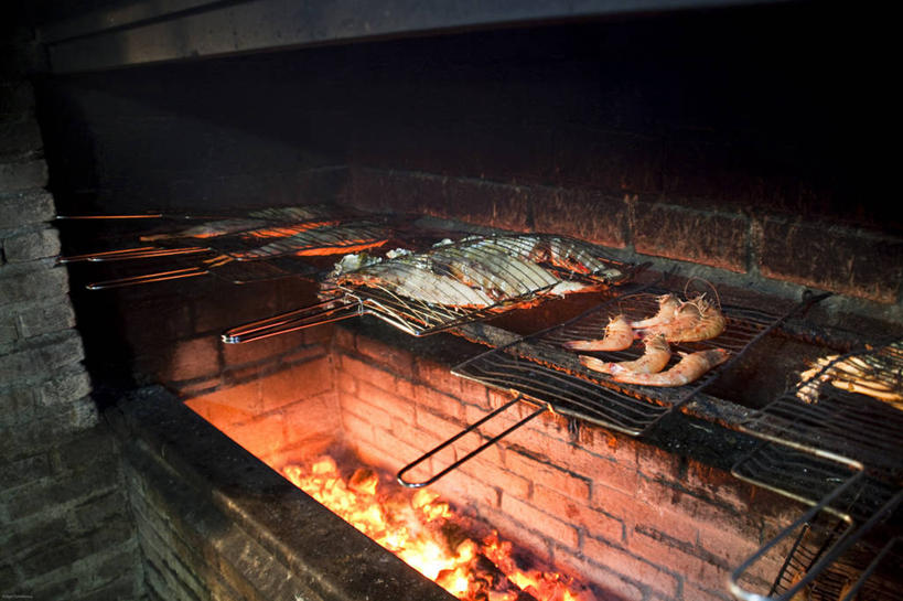 无人,横图,室内,烧烤,巴西,准备,火焰,海岸线,热,饮食,摄影,拉丁美洲,烤肉架,圣埃斯皮里图州,海产,彩图,餐馆