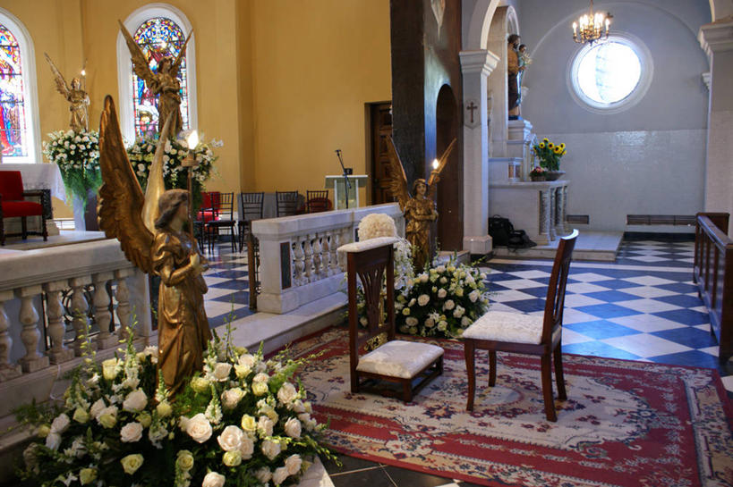 无人,教堂,横图,竖图,室内,白天,装修,建筑,玫瑰,椅子,天使,插花,摄影,拉丁美洲,彩图