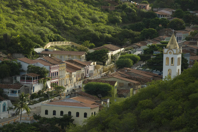 无人,横图,俯视,室外,白天,城市,建筑,巴西,十字架,屋顶,城镇,钟楼,塔,历史,南美,摄影,灌木,宁静,基督教,拉丁美洲,水虎鱼,阿拉戈斯,巴西文化,彩图,高角度拍摄,居住区