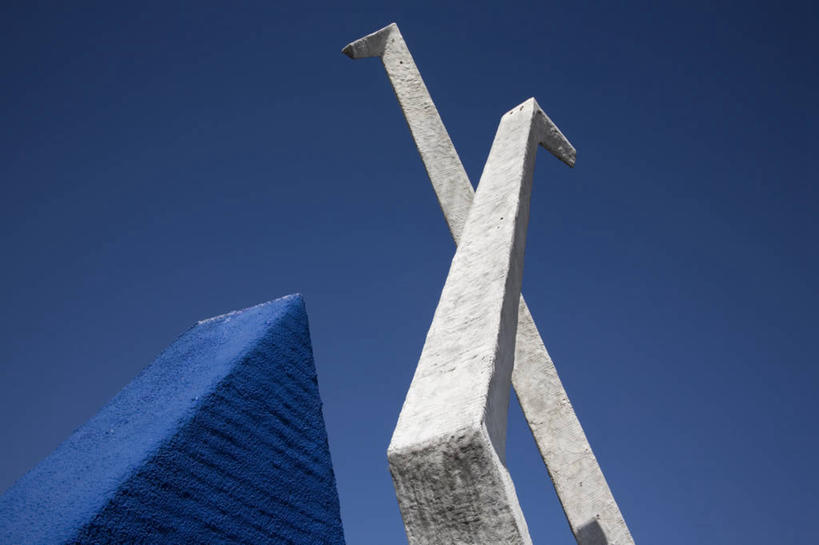 无人,横图,室外,白天,仰视,建筑,墨西哥,历史,废墟,天空,摄影,拉丁美洲,万里无云,古代文明,墨西哥文化,彩图,低角度拍摄,旅行,传统文化,墨西哥州,过去