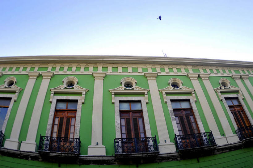 无人,横图,室外,白天,仰视,阳台,建筑,墨西哥,摄影,拉丁美洲,政府,万里无云,彩图,低角度拍摄,旅行,广角