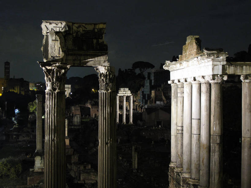 无人,博物馆,横图,室外,夜晚,建筑,意大利,柱子,首都,历史,废墟,摄影,照亮,意大利文化,古罗马广场,彩图