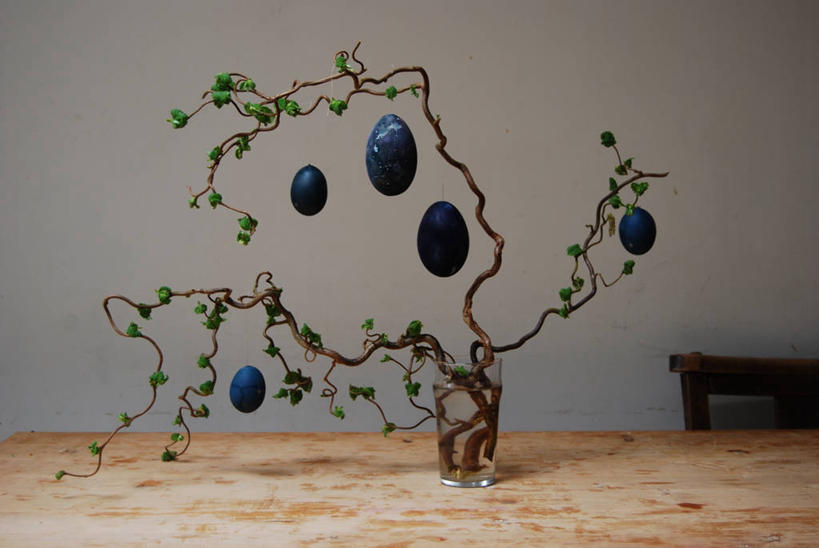 无人,横图,室内,英国,吊挂,悬挂,缠绕,挂,摄影,创造力,复活节彩蛋,嫩枝,想法,彩图