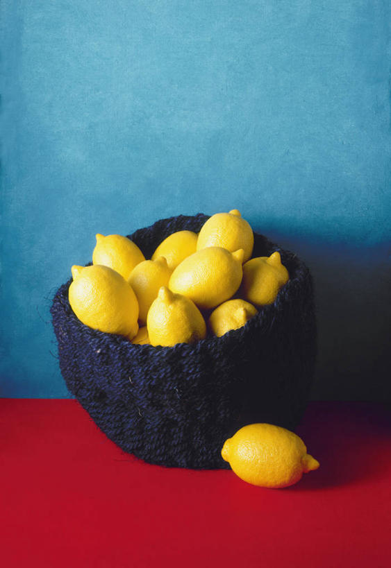 无人,竖图,俯视,留白,柠檬,静物,许多,蓝色背景,篮子,很多,饮食,摄影,清新,健康食物,彩图,高角度拍摄,影棚拍摄