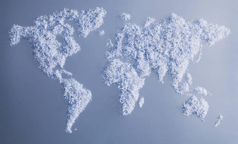 无人,横图,俯视,安全,地图,丰富,地球仪,纸,地球,行星,摄影,保护,碎纸,环境,私密,毁灭,循环利用,环境保护,肌理,想法,彩图,高角度拍摄,影棚拍摄,旅行,碎纸机