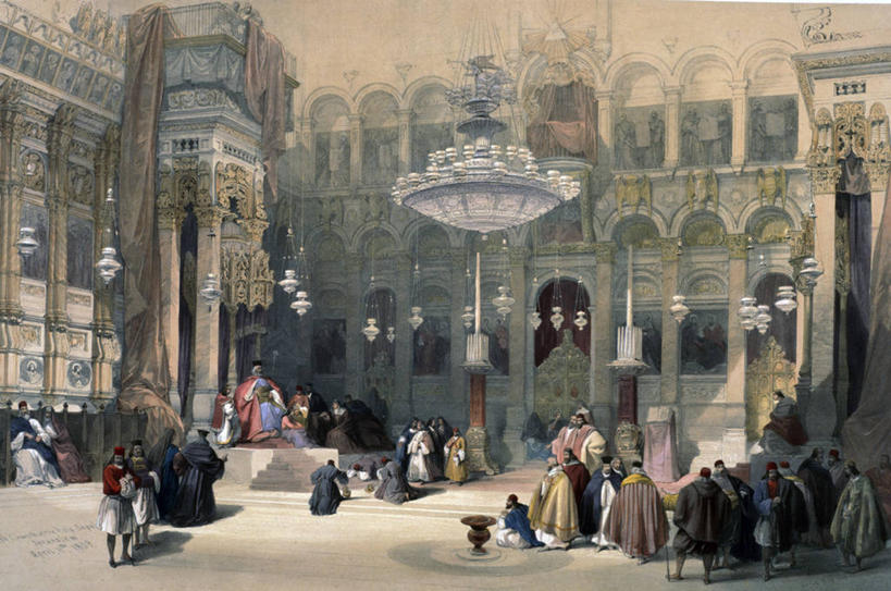 教堂,站,横图,插画,室内,白天,民族服装,数码,科技,巴勒斯坦,亚洲,阴影,网络,拱门,首都,许多人,高光,几何,计算机图形,合成,图画,画,祈祷,一群人,宗教,电脑合成图,数码合成图,合成图,宗教建筑,西亚,祭坛,水晶吊灯,漫画,圣墓教堂,圣墓大教堂,写实,具体,具象,巴勒斯坦国,耶路撒冷,复活大堂,东正教,跪着,彩图,传统服装,民俗服