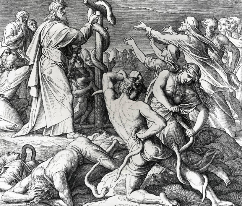 成年人,横图,黑白,插画,室外,白天,数码,科技,阴影,网络,蛇,长袍,许多人,高光,几何,计算机图形,合成,图画,画,一群人,电脑合成图,数码合成图,基督教,合成图,漫画,恢复,犹太教,写实,具体,具象,神迹,旧约,美术工艺,男人,女人