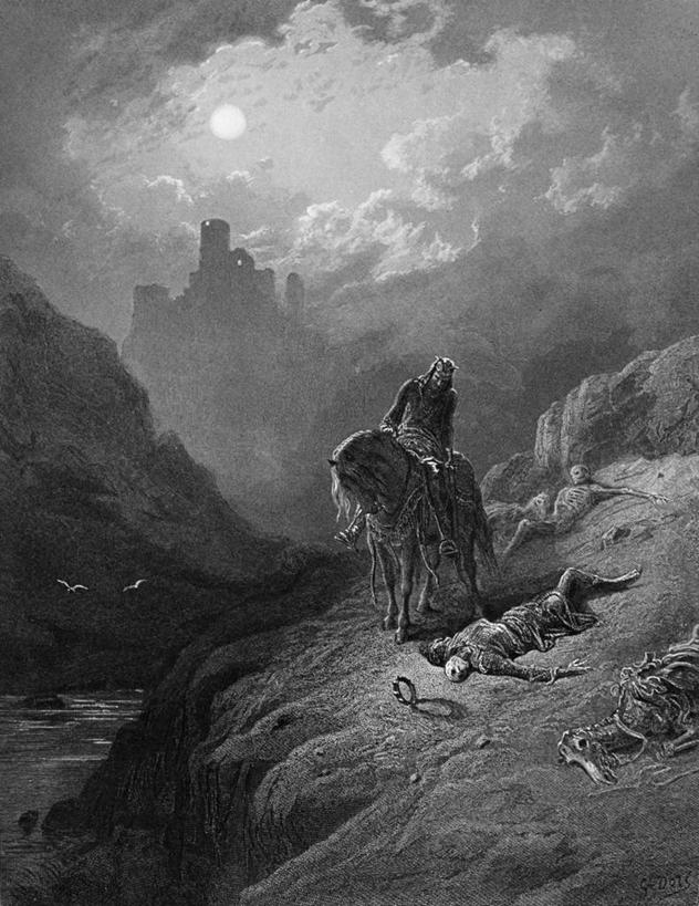 成年人,骨骼,一个人,画家,竖图,插画,室外,白天,旅游,度假,绘画,数码,科技,河流,美景,马,野生动物,仅一个男性,三只,骑马,阴影,艺术,网络,鸟类,城堡,地形,景观,悬崖,云,骨头,高光,几何,计算机图形,古典,合成,图画,历史,文化,娱乐,画,骑,自然,工艺品,品味,享受,休闲,家畜,景色,放松,探索,人体,尸体,美术,死亡,电脑合成图,数码合成图,骨架,高雅,合成图,文学,自然风光,漫画,皇室,写实,具体,具象,美学,尸身,遗体,美术工艺,古斯塔夫.多雷,亚瑟王,彩图,传统服装,尸首