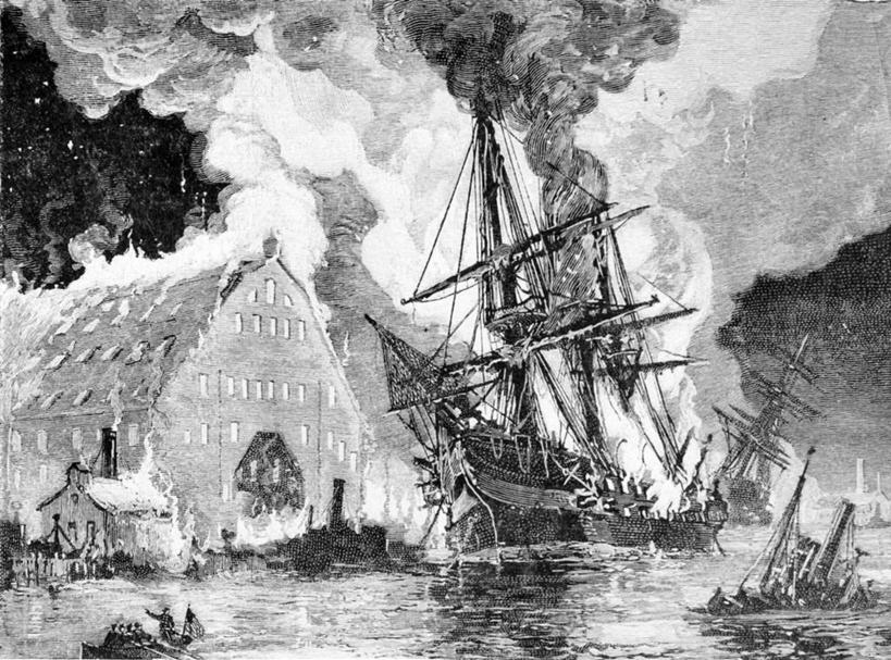 帆船,吸烟,横图,黑白,插画,室外,白天,数码,科技,水,船,火,阴影,波纹,网络,高光,几何,计算机图形,合成,图画,历史,画,交通工具,战争,电脑合成图,数码合成图,合成图,载具,毁灭,漫画,美国文化,写实,具体,具象,救生艇,美国内战,美术工艺,海港