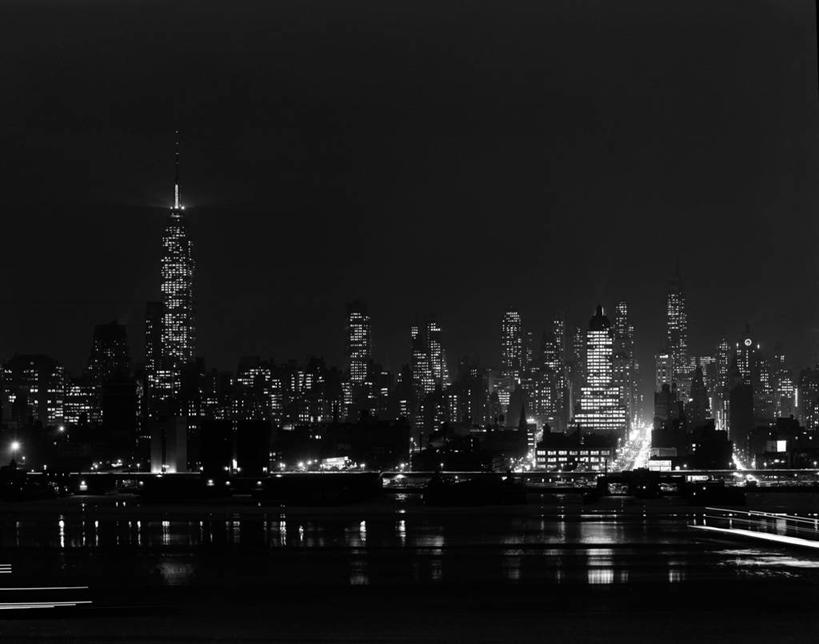 无人,横图,黑白,室外,夜晚,天际线,城市,建筑,摩天大楼,纽约,美国,曼哈顿,摄影,照亮,市区,纽约州