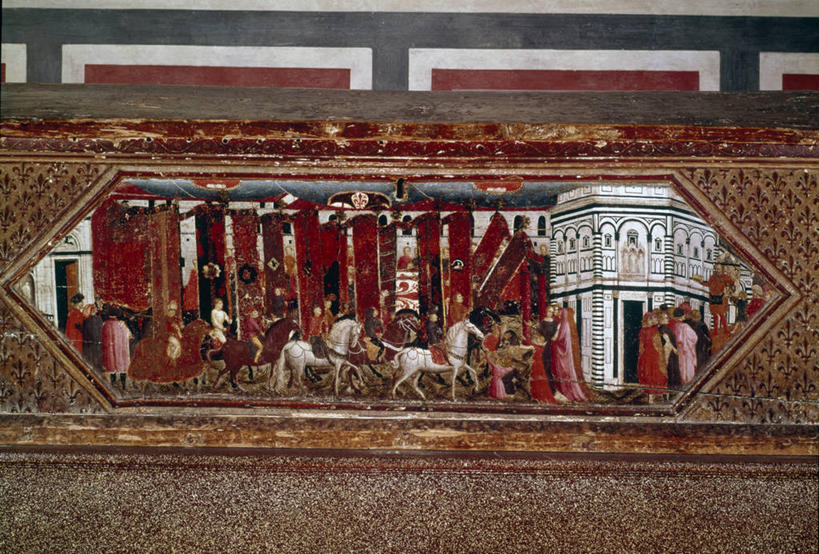 横图,插画,室外,白天,数码,科技,城市,马,意大利,阴影,网络,许多人,高光,几何,计算机图形,合成,图画,历史,画,动物,一群人,家畜,电脑合成图,数码合成图,合成图,游行,漫画,写实,具体,具象,圣人,美术工艺,彩图,圣约翰