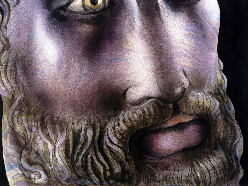 成年人,胡须,一个人,横图,插画,特写,正面,数码,科技,仅一个男性,阴影,神话,网络,高光,几何,计算机图形,合成,图画,现代,画,电脑合成图,数码合成图,合成图,漫画,写实,具体,具象,美术工艺,胡子,络腮胡,小胡子,彩图,奥德赛