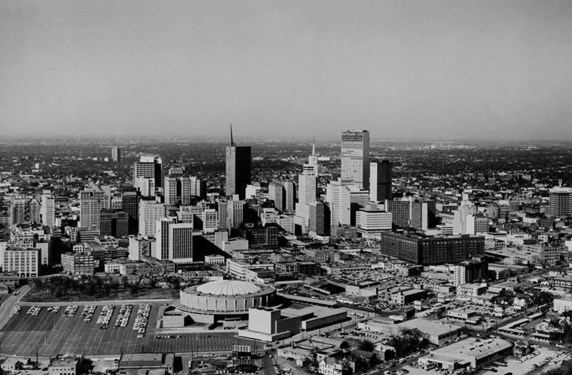 无人,横图,俯视,航拍,黑白,室外,白天,城市,建筑,摩天大楼,美国,历史,摄影,鸟瞰,市区,德克萨斯,达拉斯市,高角度拍摄