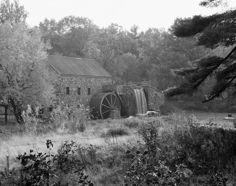 无人,横图,黑白,室外,白天,美景,建筑,美国,景观,流水,水车,枝,自然,景色,摄影,自然风光,马萨诸塞,萨德伯里