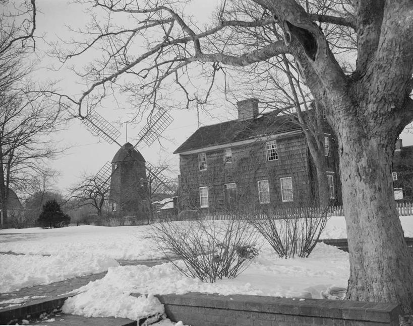 无人,横图,黑白,室外,白天,雪,风车,美国,庭院,冬天,树,摄影,宁静,长岛,纽约州