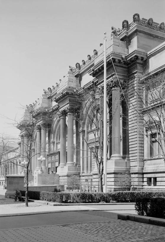 无人,博物馆,竖图,黑白,室外,白天,建筑,纽约,美国,古典,摄影,美术馆,第五大道,纽约州,大都会艺术博物馆,树篱