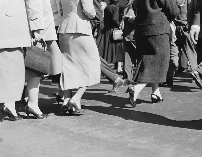 横图,黑白,室外,白天,街道,纽约,美国,行人,人行道,许多人,一群人,摄影,群众,42街,横越