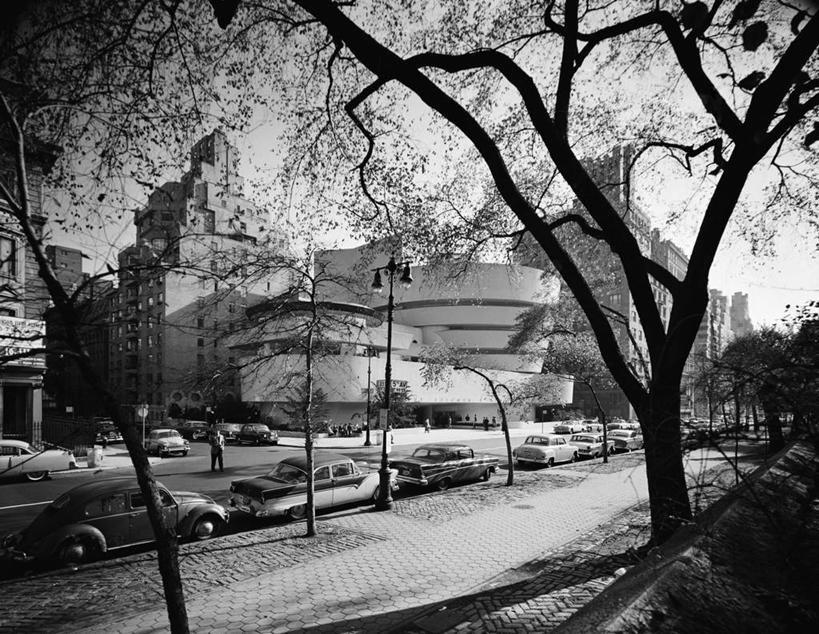 博物馆,横图,黑白,室外,白天,城市,建筑,街道,纽约,美国,人行道,树,摄影,美术馆,第五大道