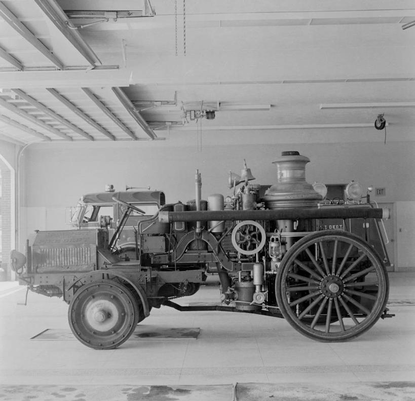 无人,横图,方图,黑白,室内,白天,美国,运输,摄影,消防队,消防车