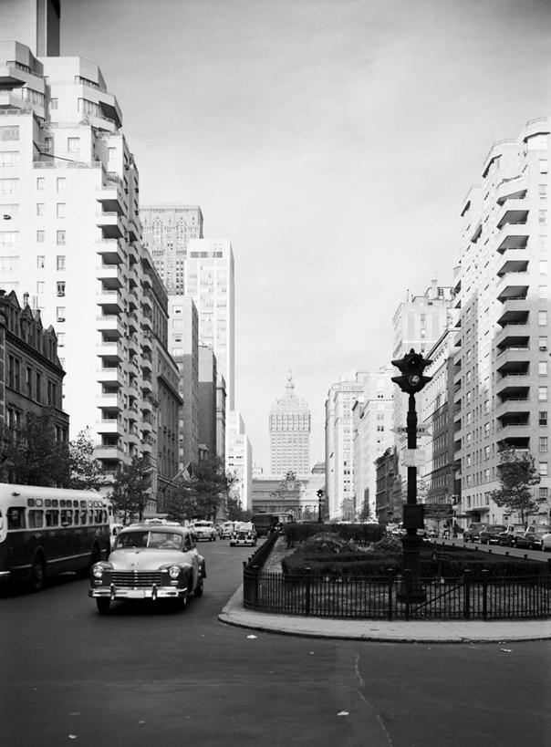 无人,竖图,黑白,室外,白天,建筑,街道,汽车,日光,纽约,美国,摄影,宁静,透视图,公园大道
