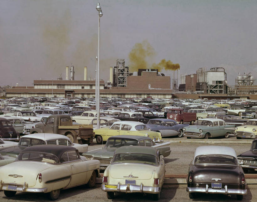 无人,工厂,停车场,横图,室外,白天,天际线,汽车,美国,工业区,工业,运输,摄影,停止,暂停,停滞,彩图