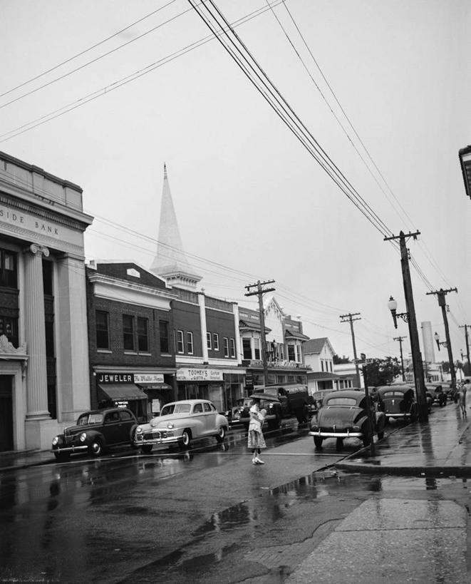 竖图,黑白,室外,白天,城市,街道,汽车,美国,湿,城镇,摄影,金属丝,长岛,纽约州