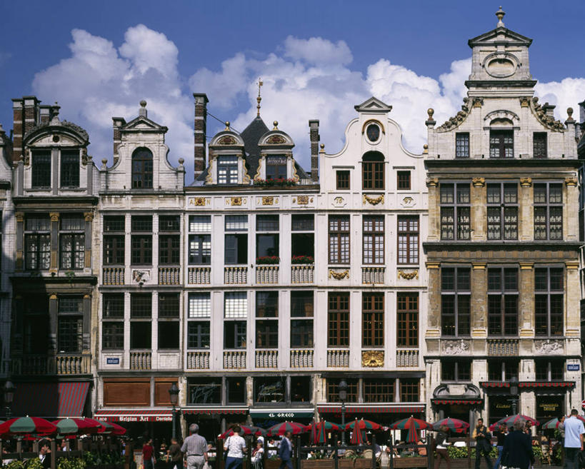 广场,横图,室外,白天,窗户,城市,建筑,比利时,云,院子,首都,货摊,摄影,哥特式风格,布鲁塞尔,布鲁塞尔大广场,彩图