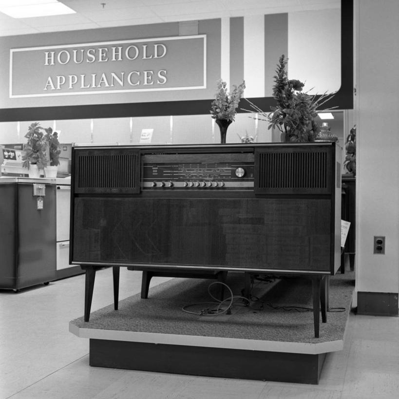 无人,商店,方图,黑白,室内,白天,正面,购物,美国,古典,收音机,零售,摄影,英文字母,美国文化