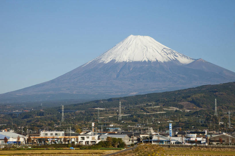 无人,横图,室外,白天,火山,山,雪,雪山,城市,建筑,富士山,日本,房屋,城镇,风景,天空,自然,摄影,本州,活火山,彩图,富士