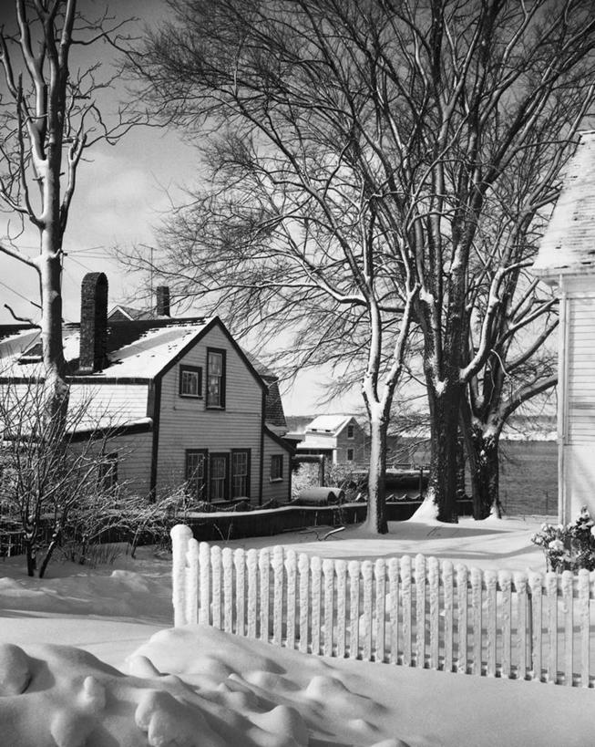 无人,栏杆,竖图,黑白,室外,白天,安全,雪,窗户,建筑,美国,房屋,篱笆,云,冬天,围栏,北,现代,护栏,树,天空,寒冷,季节,摄影,保护,北美,住房,马萨诸塞,格洛斯特,旅行