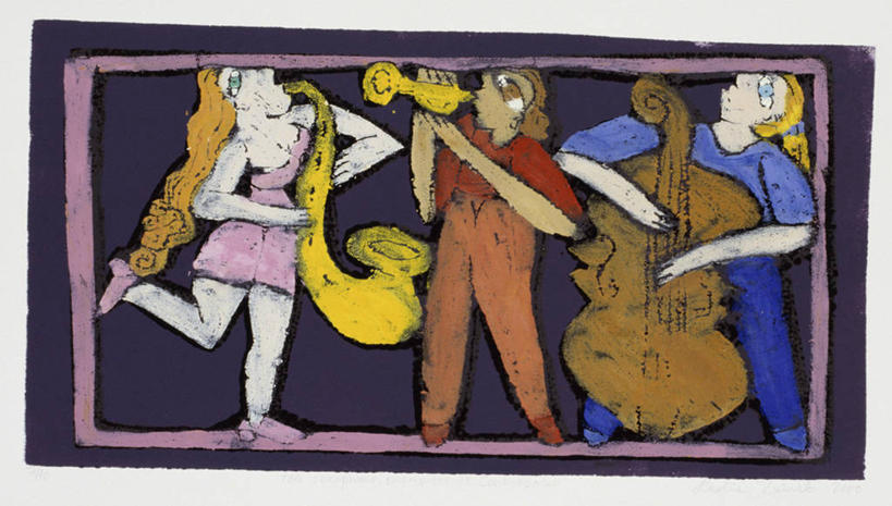 成年人,三个人,人群,站,横图,插画,数码,科技,表演,阴影,网络,乐器,萨克斯,小号,高光,几何,计算机图形,音乐,合成,图画,画,电脑合成图,数码合成图,爵士乐,合成图,音乐人,漫画,写实,具体,具象,低音提琴,男人,女人,彩图