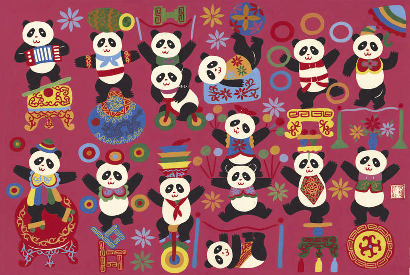 无人,马戏团,站,举,横图,插画,室内,白天,正面,绘画,合作,团队,数码,科技,哺乳动物,野生动物,熊猫,一群,许多,表演,阴影,粉色背景,艺术,并排,网络,乐器,旱冰,很多,高光,几何,计算机图形,音乐,合成,图画,表演者,画,扮演,动物,托,卡通,平衡,人体,颜料,明亮,美术,电脑合成图,数码合成图,演出,合成图,呼啦圈,音乐人,漫画,写实,具体,具象,技能,美术工艺,手臂,举起,举手,举着,抛,扔,向上举,向上伸,向上托,彩图,传统服装,单轮脚踏车,传统文化,杂技演员