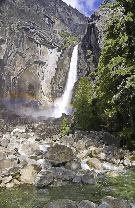 无人,竖图,插画,室外,白天,旅游,度假,绘画,数码,科技,彩虹,美景,瀑布,峡谷,美国,阴影,艺术,网络,景观,流水,悬崖,巨石,高光,几何,计算机图形,古典,合成,图画,文化,娱乐,画,树,风景,自然,工艺品,地标建筑,品味,享受,休闲,景色,放松,美术,电脑合成图,数码合成图,高雅,国家公园,合成图,加利福尼亚,自然风光,漫画,优胜美地国家公园,写实,具体,具象,美学,美术工艺,自然地理,岩石,彩图,优胜美地瀑布