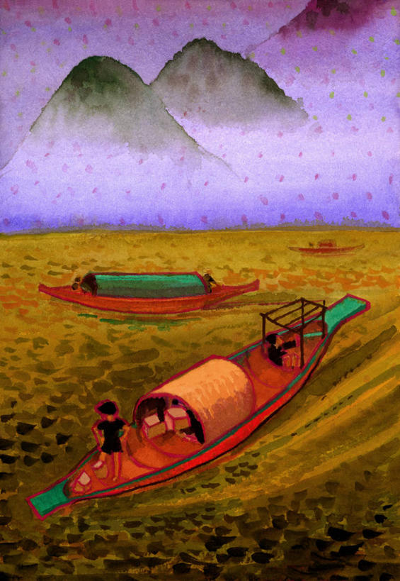 两个人,站,竖图,俯视,插画,室外,白天,旅游,度假,绘画,旅途,数码,科技,河流,美景,山,山脉,雾,船,阴影,朦胧,模糊,艺术,网络,景观,高光,几何,计算机图形,古典,合成,图画,文化,娱乐,画,自然,工艺品,品味,享受,休闲,景色,放松,运输,颜料,美术,电脑合成图,数码合成图,高雅,合成图,自然风光,漫画,长江,写实,具体,具象,美学,美术工艺,彩图,高角度拍摄,旅行,传统文化,舢板