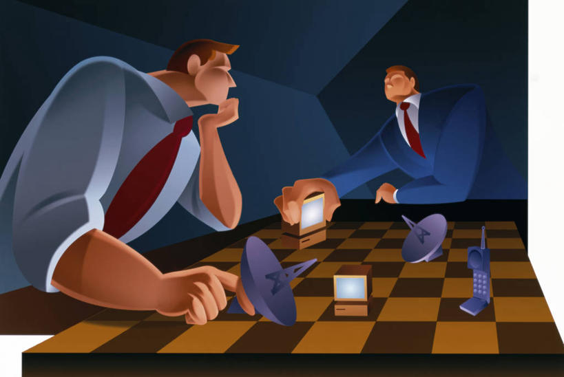 成年人,两个人,横图,插画,通讯,竞争,电脑,显示器,鼠标,键盘,技术,数码,科技,撑,阴影,套装,网络,高光,几何,计算机图形,合成,图画,托腮,输入设备,通讯设备,画,托,国际象棋,台式电脑,电脑合成图,数码合成图,无绳电话,合成图,托下巴,通信设备,计算机设备,漫画,输出设备,计算机制图,卫星天线,写实,具体,具象,无线电技术,技能,半身,彩图