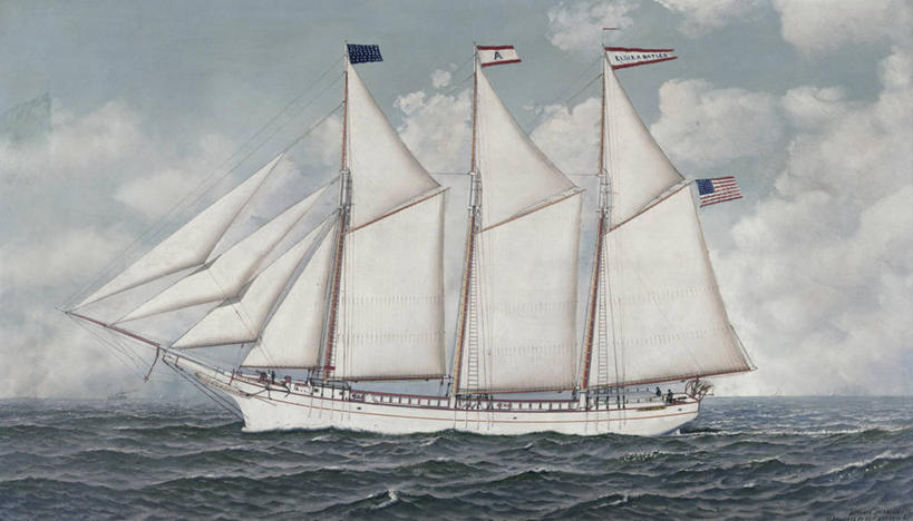 无人,横图,插画,室外,白天,数码,科技,海洋,水,船,旗帜,阴影,网络,云,高光,几何,计算机图形,合成,图画,历史,画,运输,航海,电脑合成图,数码合成图,合成图,客船,漫画,写实,具体,具象,帆樯,桅竿,冒险,彩图,旅行,帆柱,大帆船