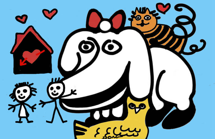 两个人,横图,插画,抽象,绘画,友谊,数码,科技,宠物,狗,猫,三只,阴影,蓝色背景,艺术,网络,鸟类,标志,符号,房屋,高光,几何,计算机图形,古典,合成,图画,文化,标识,画,工艺品,品味,家畜,美术,电脑合成图,数码合成图,高雅,合成图,漫画,计算机制图,写实,具体,具象,美学,狗屋,性别符号,想法,美术工艺,窘迫,心型,彩图,男性符号